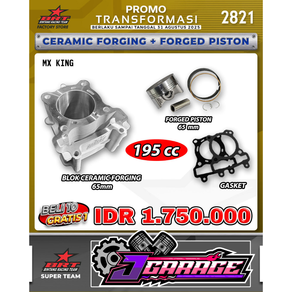 Jual BLOK CERAMIC BRT - MX KING / BLOK CERAMIC FORGING 65MM + PISTON ...