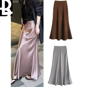 Bellybal Rok Resleting Elegan Tampil Stylish Saat Lebaran Rok Satin Silk Premium Korean Satin