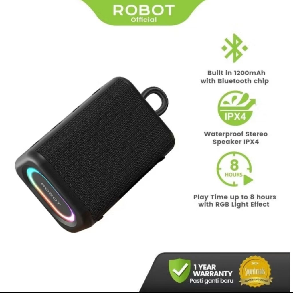 Robot Speaker RB180 Bluetooth 5.3 RGB Waterproof IPX4  Speaker Mini  Portable Original Robot
