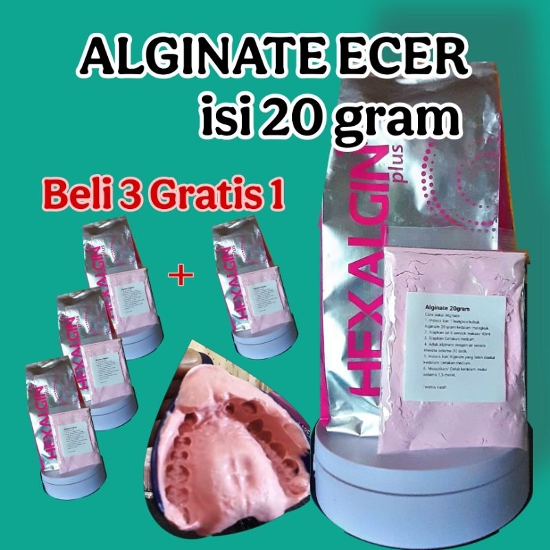 Jual Alginate HEXALGIN PLUS ecer 20gram Bahan Cetakan gigi 20 gram Pink ...