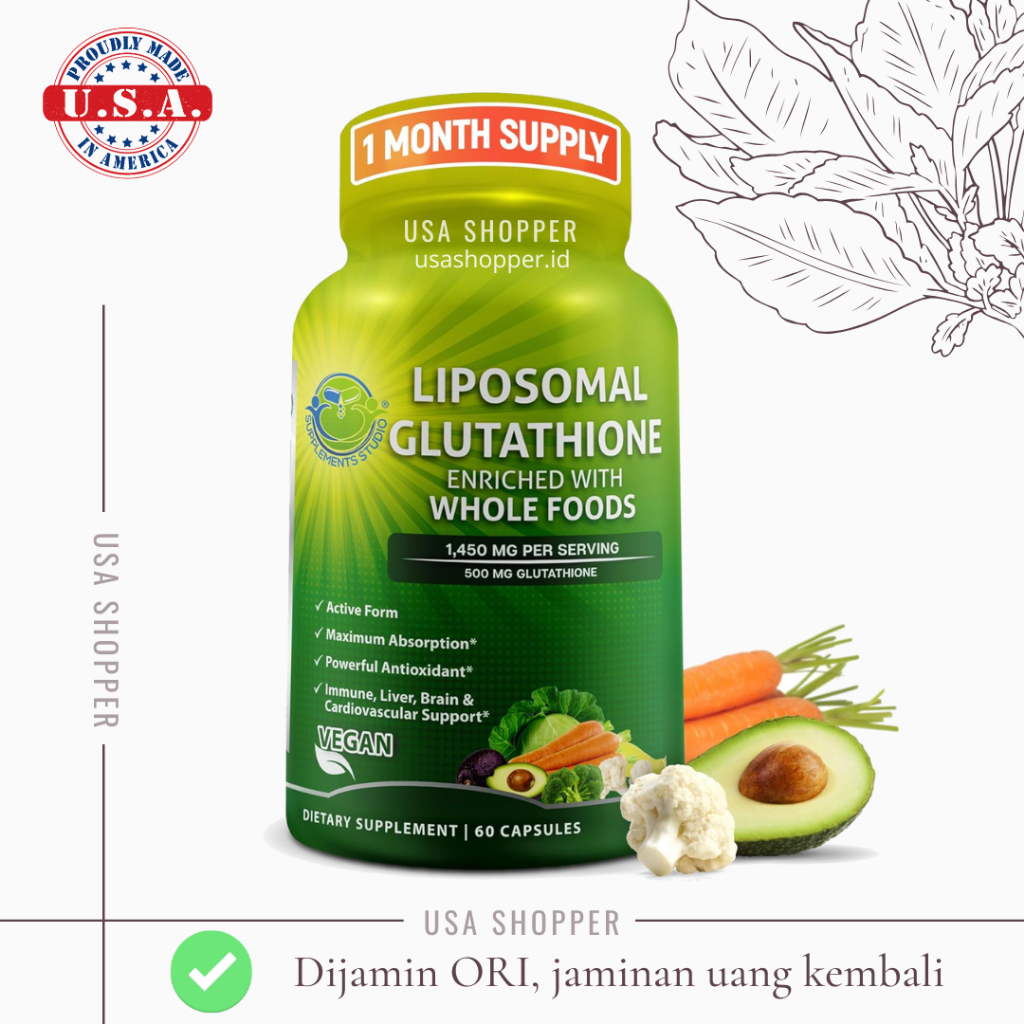 glutathione supplement whole foods Liposomal Glutathione 500mg Supplement with Organic Whole Foods - Master  Antioxidant & Detoxifier - Immune & Cardiovascular Support - 2 Month Supply  - 60 Servings | Buy Now with Express International Delivery main image 0