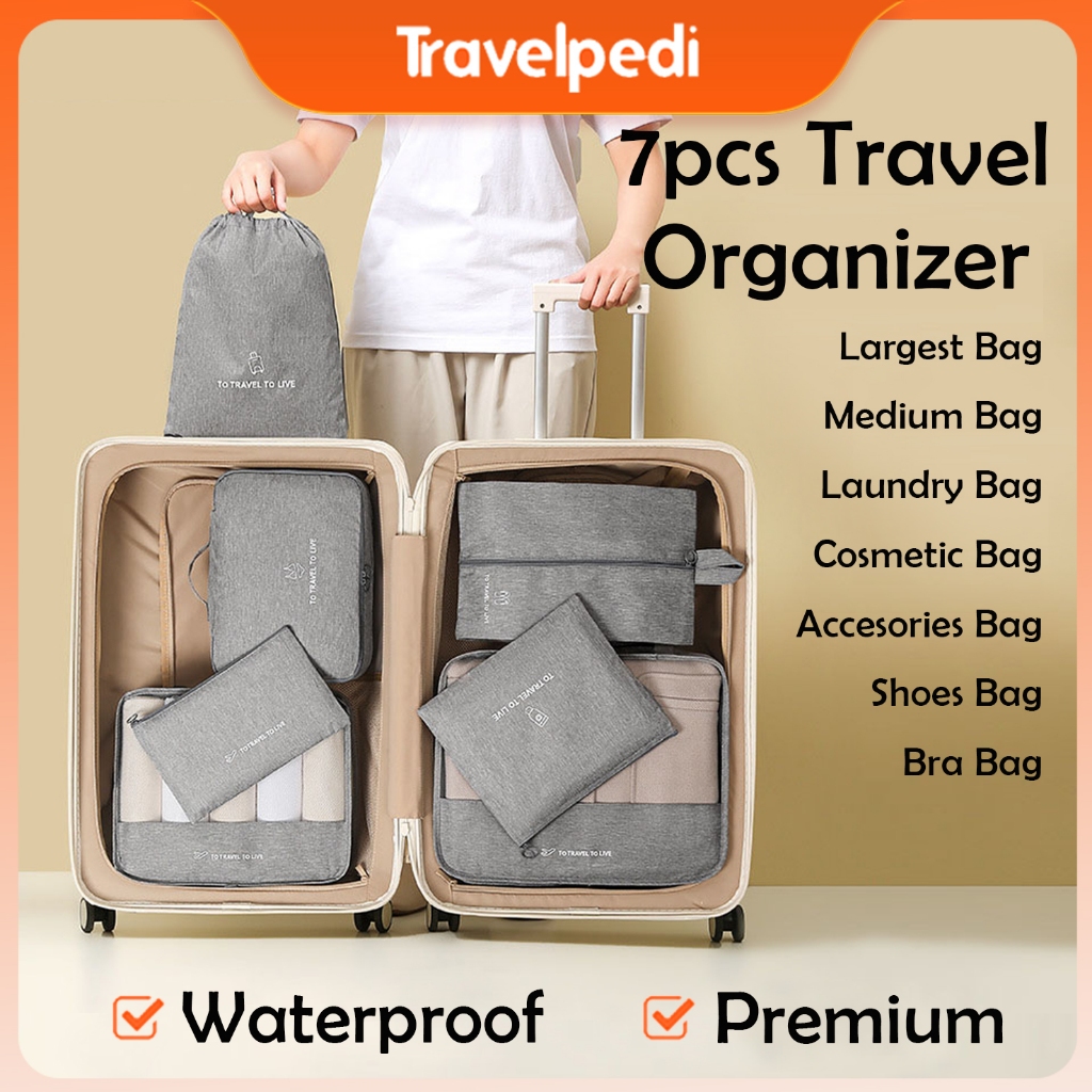 7in1 New Travel Organizer Bag Pouch Tas Tempat Penyimpanan Baju Koper
