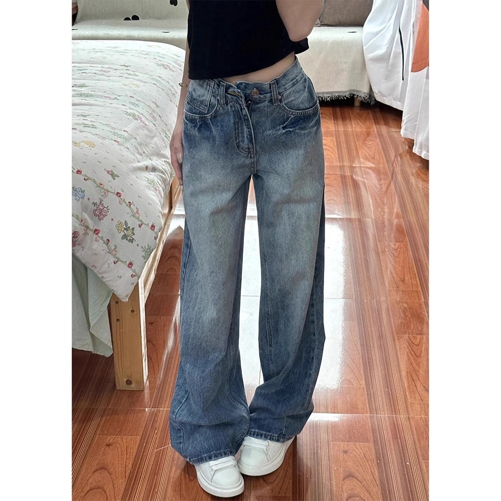 Jual Street style celana jeans straight loose wanita new celana jeans