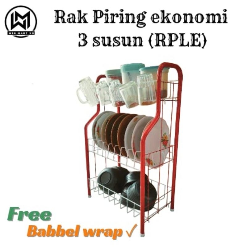 Jual Rak piring 3 susun RPL dengan gelas besi pipa anti karat ekonomis ...