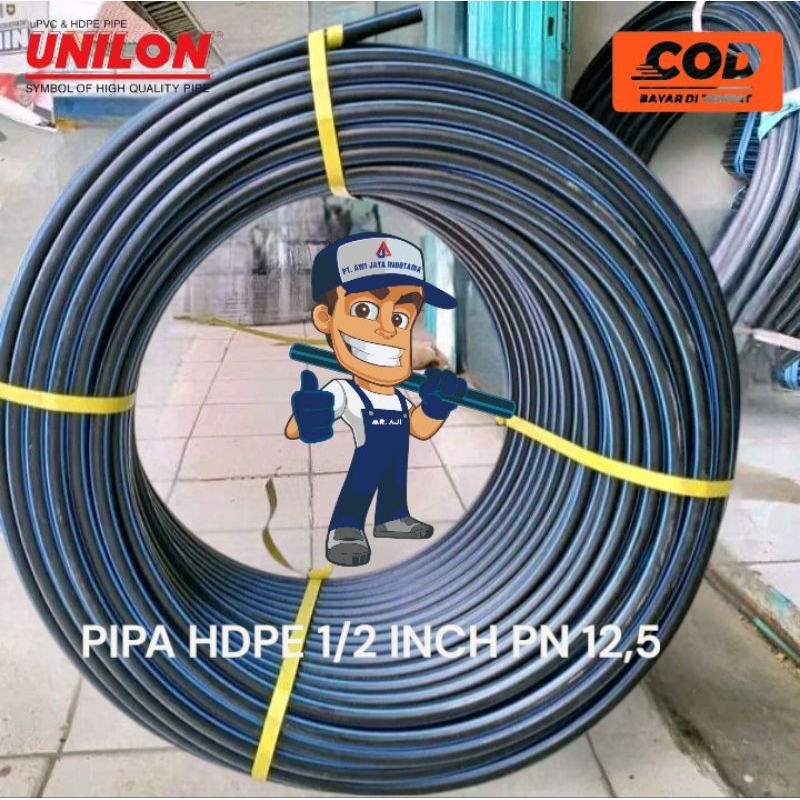 Jual PIPA HDPE UNILON 1/2 inch PN 12,5 PER 200 METER diameter 20 mm ...
