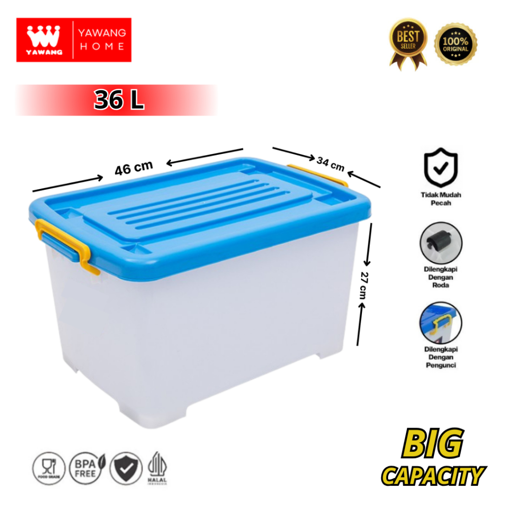Jual YAWANG - Container Box Plastik / Kotak Penyimpanan Barang Ukuran ...