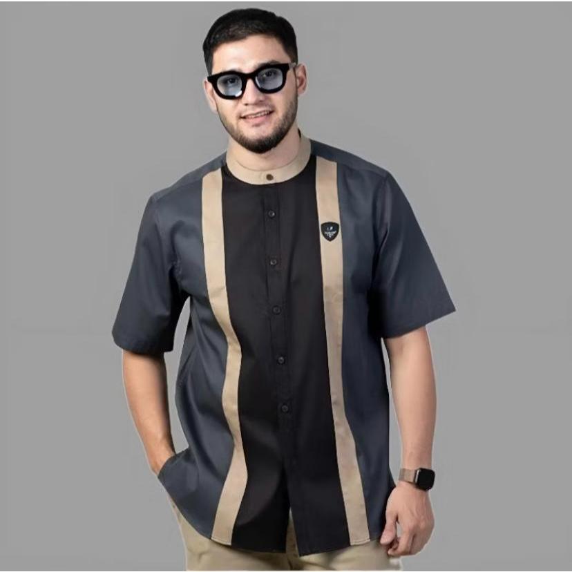 Baju Koko Pria Kombinasi Next Gen Lengan Pendek Kerah Shanghai Katun Adem Pria Dewasa Terbaru