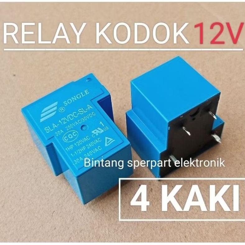 Jual (1 Buah) RELAY 12V 4 KAKI RELAY KODOK 12V 4PIN RELAY SONGLE 12V ...