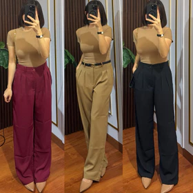 Celana Kulot Highwaist Pants Wanita Premium Bahan Tebal Hw Pants
