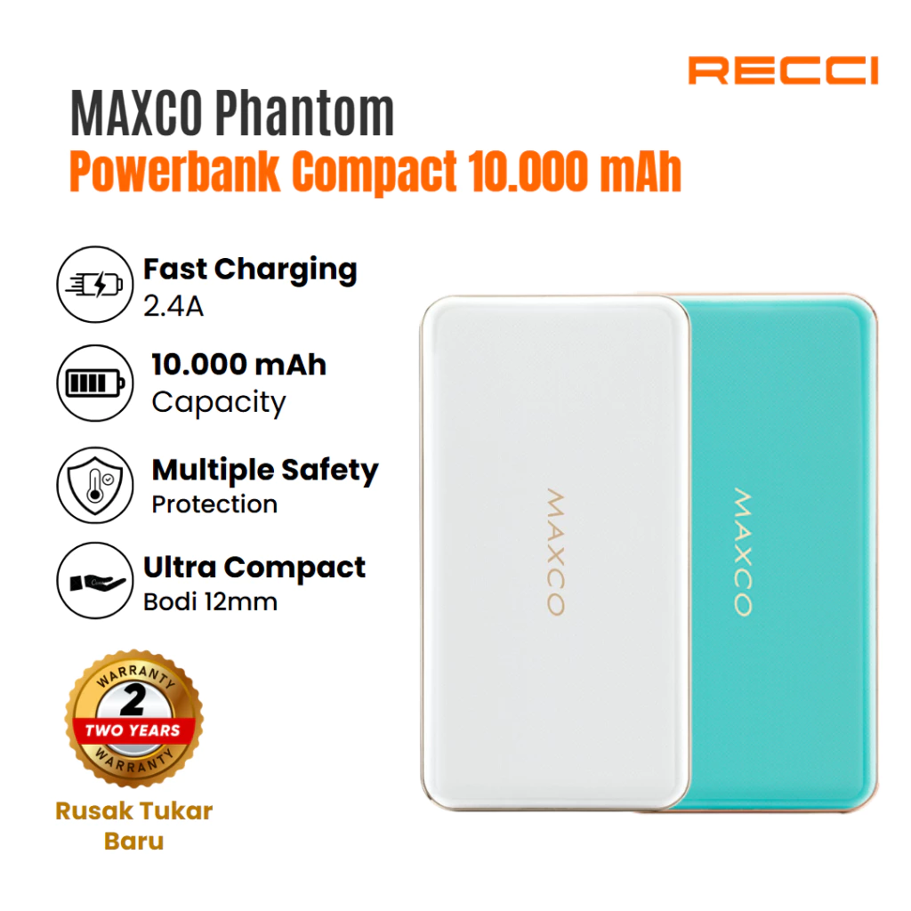 Powerbank MAXCO Phantom Recci 10000mAh MP-10000A White/Green
