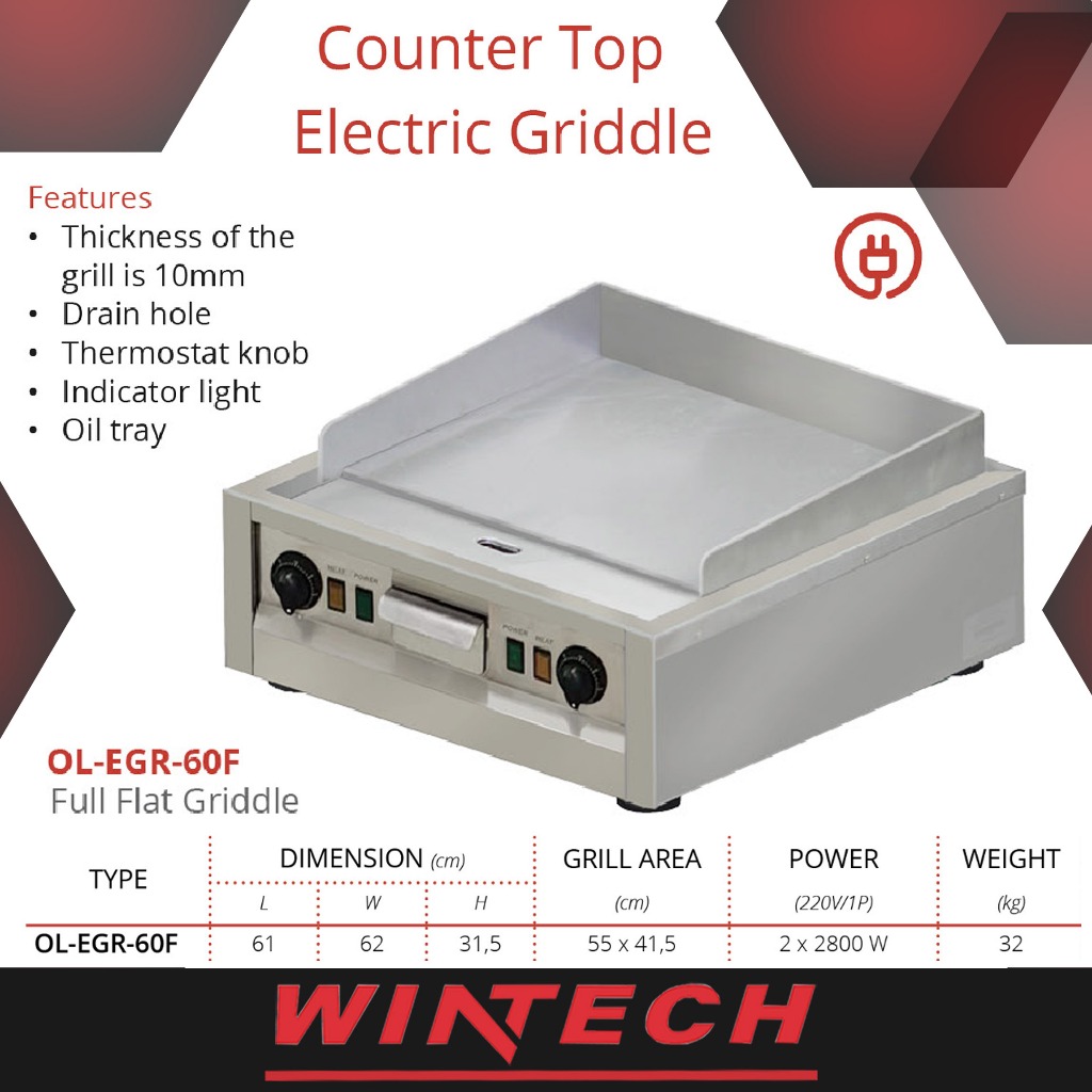 Jual Getra OL-EGR-60F Counter Top Electric Full Flat Griddle ...