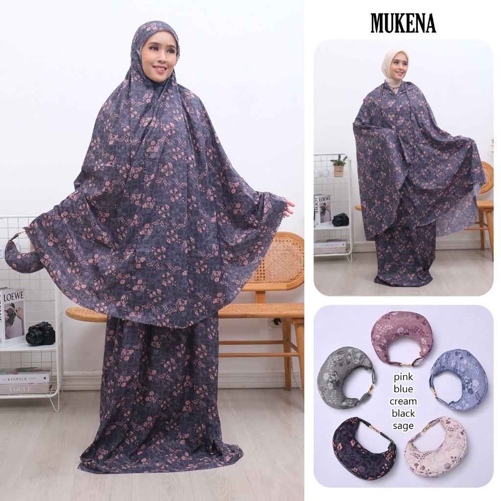 Mukena Travel Parasut Halus 4 in 1, Tas Model Bulan Sabit