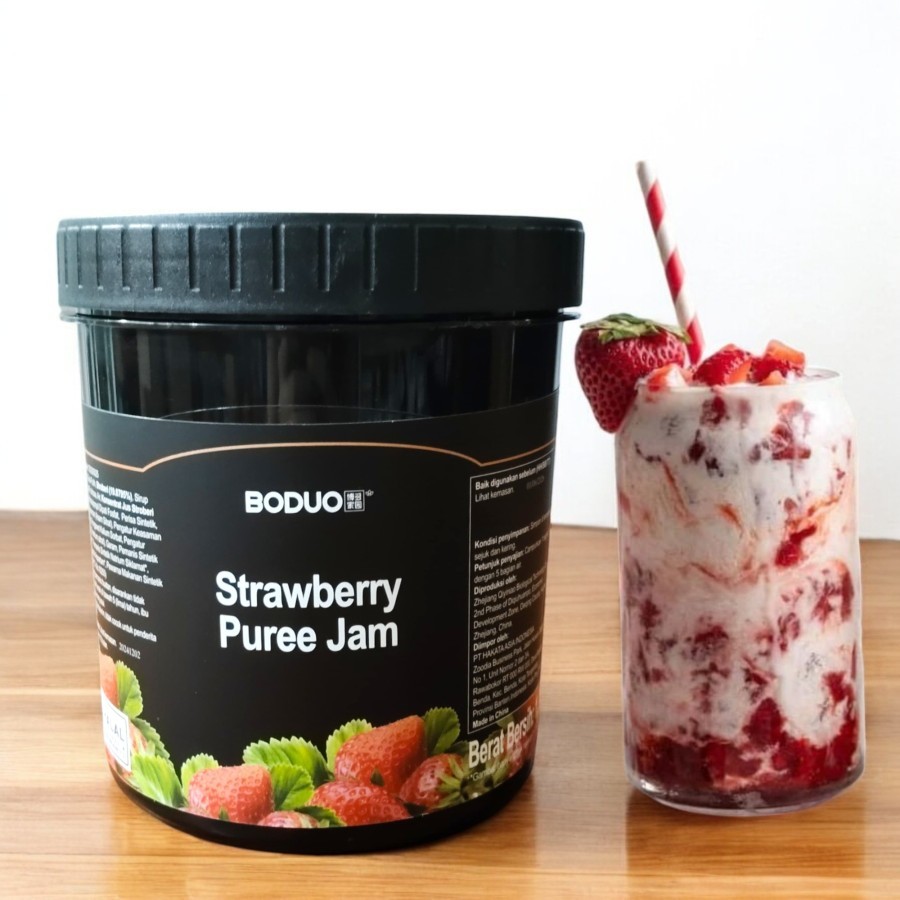 Jual Boduo Strawberry Puree Flavored Jam - Stoberi Selai 1300 gram ...