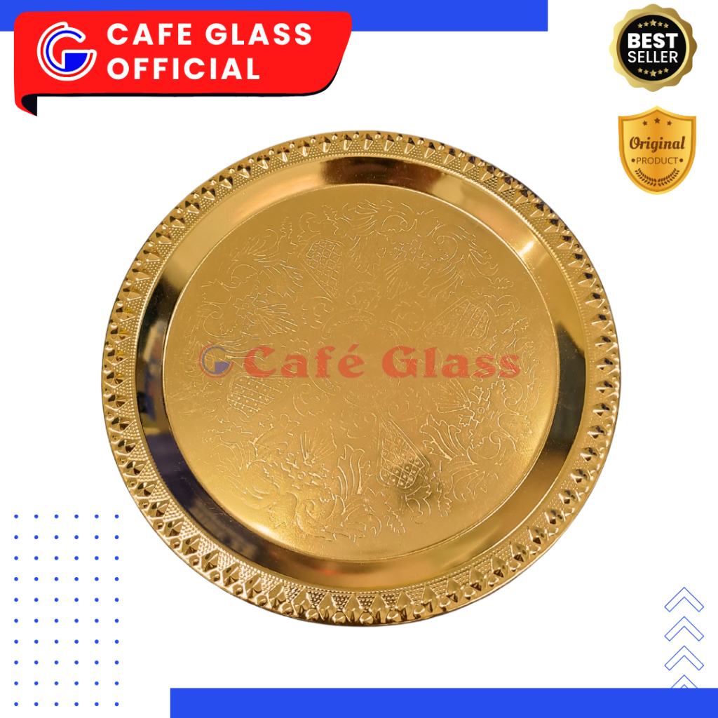 Piring Saji Emas 20Cm - Piring Seng Aluminium - Tatakan Gelas Zam-Zam