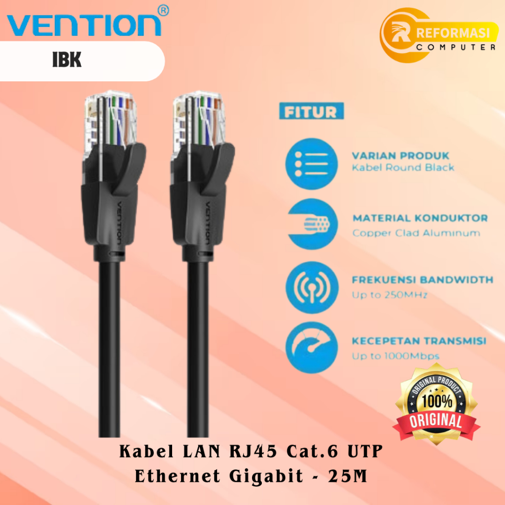 Jual VENTION Kabel LAN RJ45 Cat.6 UTP Ethernet Gigabit - Vention IBE ...