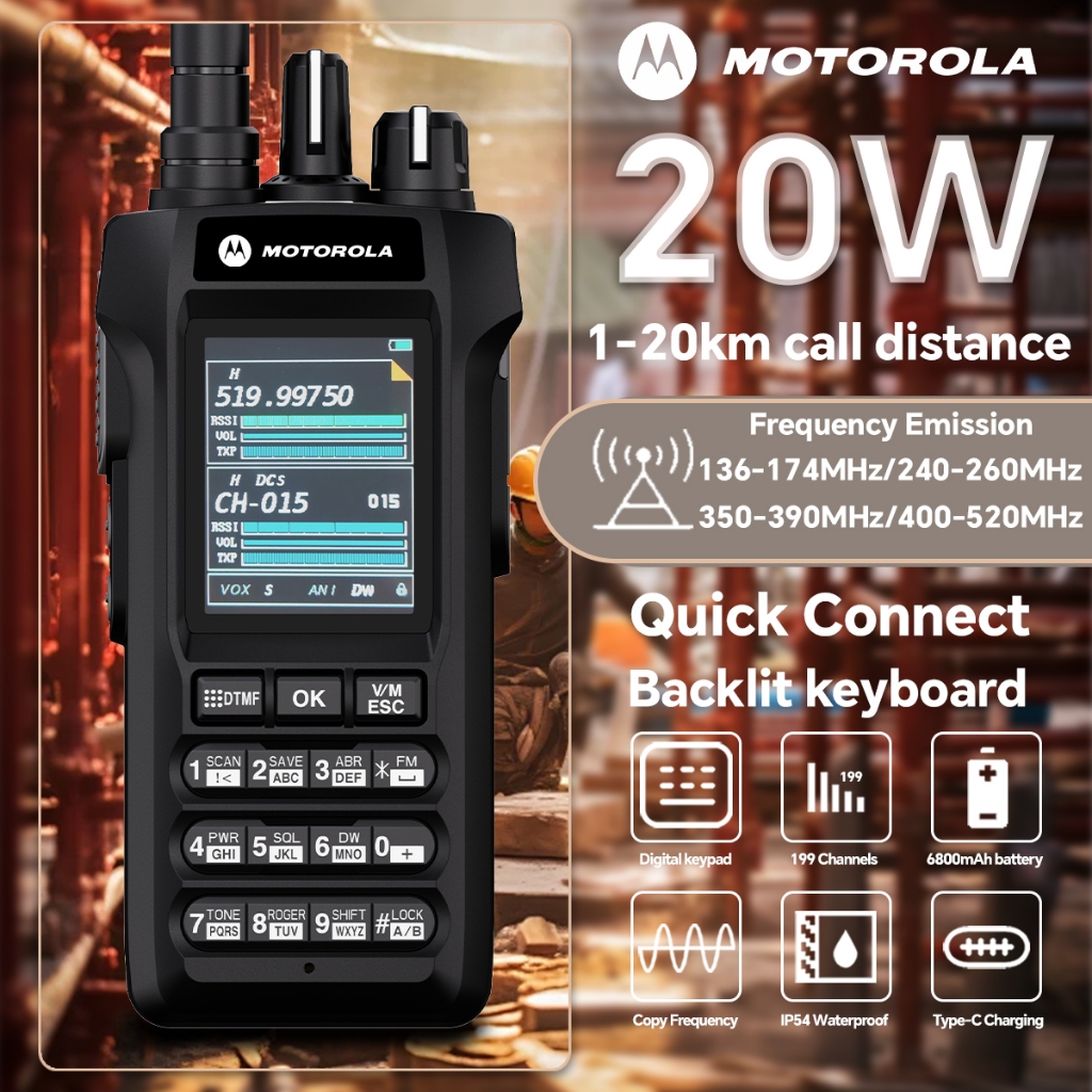 Jual HT Motorola R8 Walkie Talkie 20Watt Long Range 20KM Two Way Radio ...