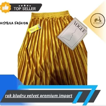 Rok Bludru Rok Velvet Bulu Panjang Plisket Maxi Krrja Polos Lemnut Premium