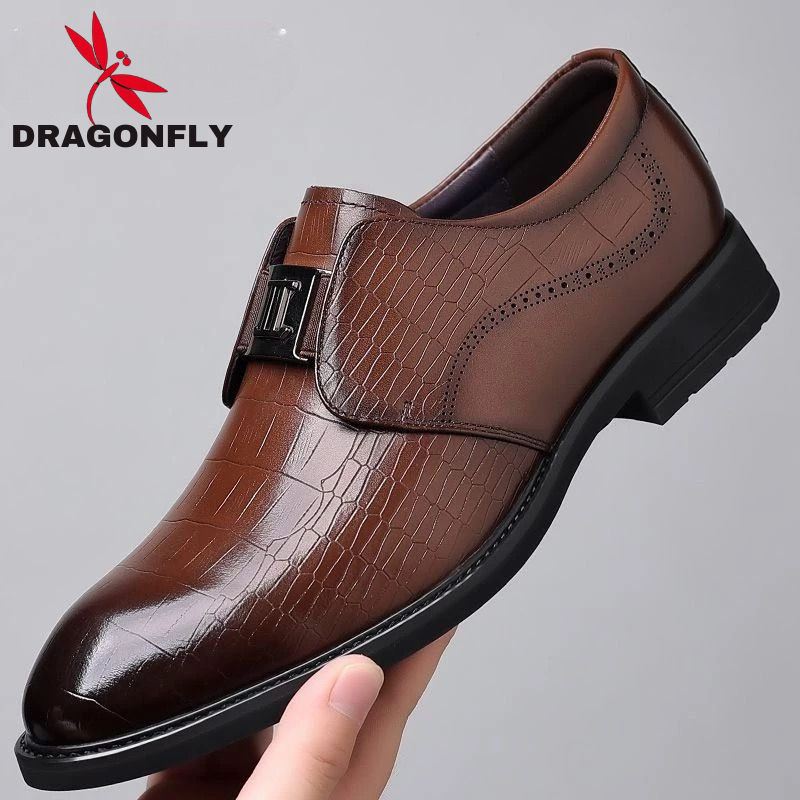 Jual Dragonfly Sepatu Kulit Sapi Sintetis Formal Pria Emboss Crocodile ...