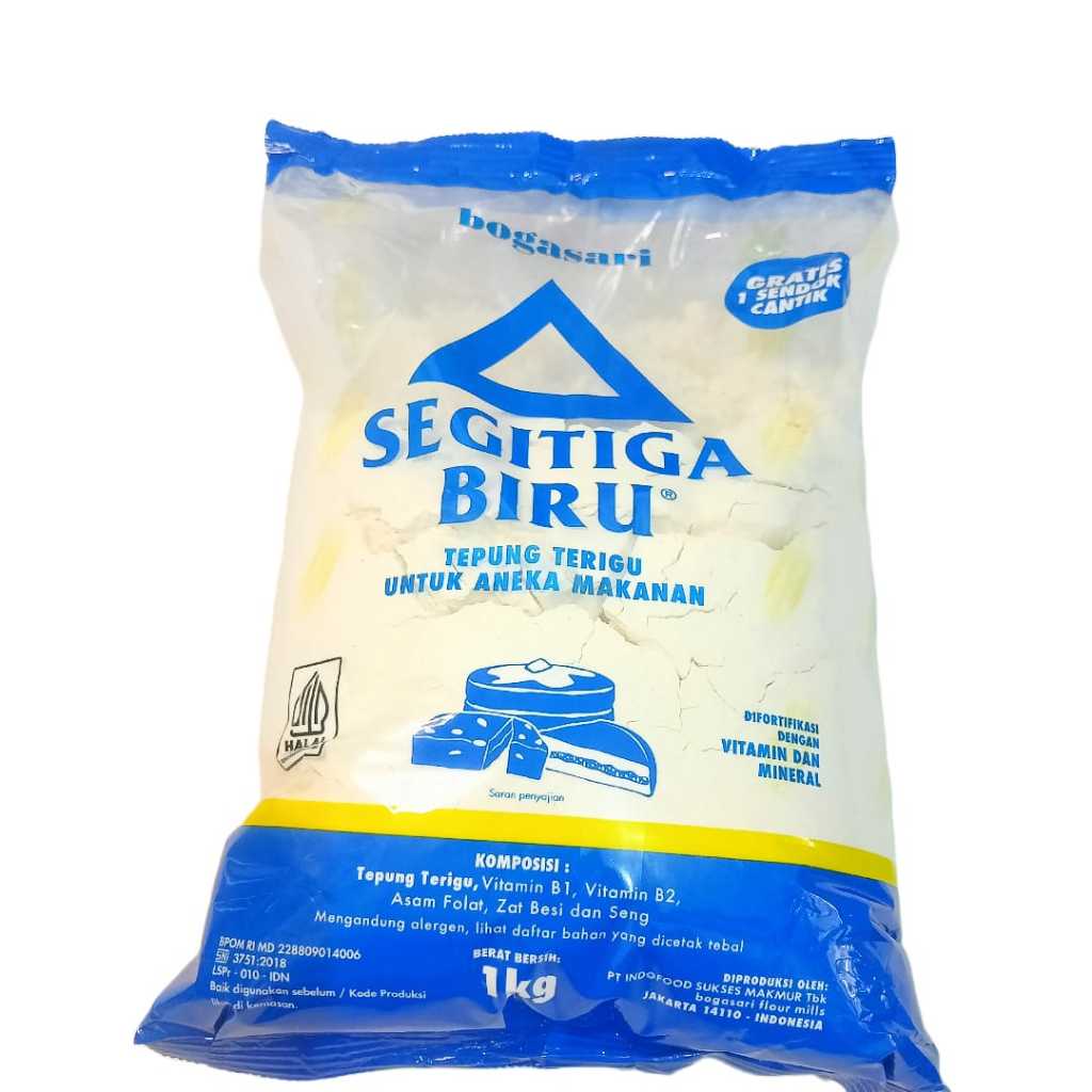 Jual Tepung Terigu Segitiga Biru 1kg | Protein Sedang | Untuk Gorengan ...