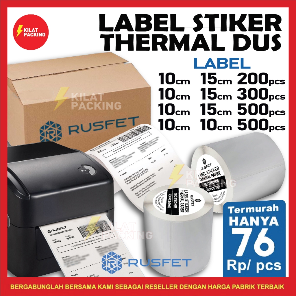 Jual Label Resi Stiker Thermal Roll Label Thermal Label Stiker Barcode ...