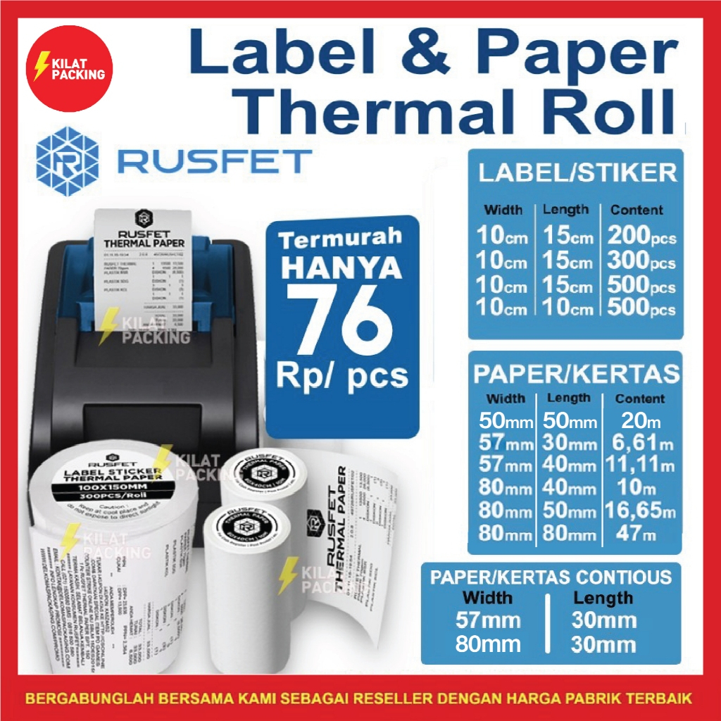 Jual Stiker Label Thermal Paper Resi Barcode 100mm x 150mm A6 Sticker ...