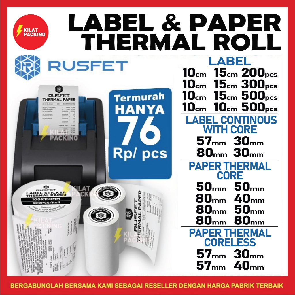 Jual Stiker Label Thermal Paper Resi Barcode 100mm x 150mm A6 Sticker ...