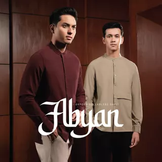 CUTOFF Abyan Oxford Collarless Shirt Kemeja Koko Pria Lengan Panjang