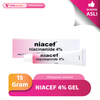 Niacef 4 % Gel untuk Mengatasi Jerawat (15 Gram) | Mengatasi Jerawat Kemerahan Bengkak dan Bernanah | Acne Gel Treatment with Nicotinamide 4%