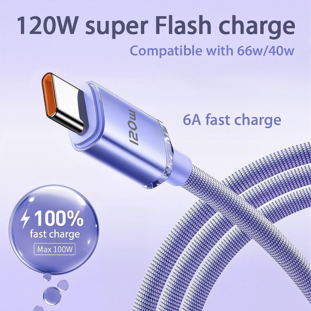 Jual Kabel Data 120W Tipe-C Kabel Pengisian Super Cepat Kabel Pengisian ...