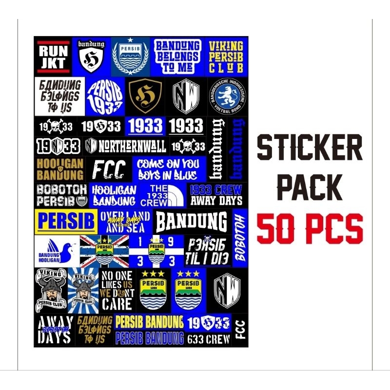 Jual 50 PCS STICKER PERSIB BANDUNG 1933 FCC VIKING BOBOTOH SUPORTER ...