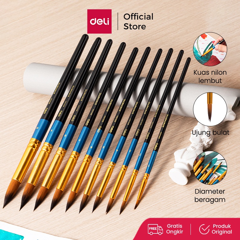Jual Deli Kuas Lukis Nilon Lembut Ujung Bulat / Round Head Brush ...