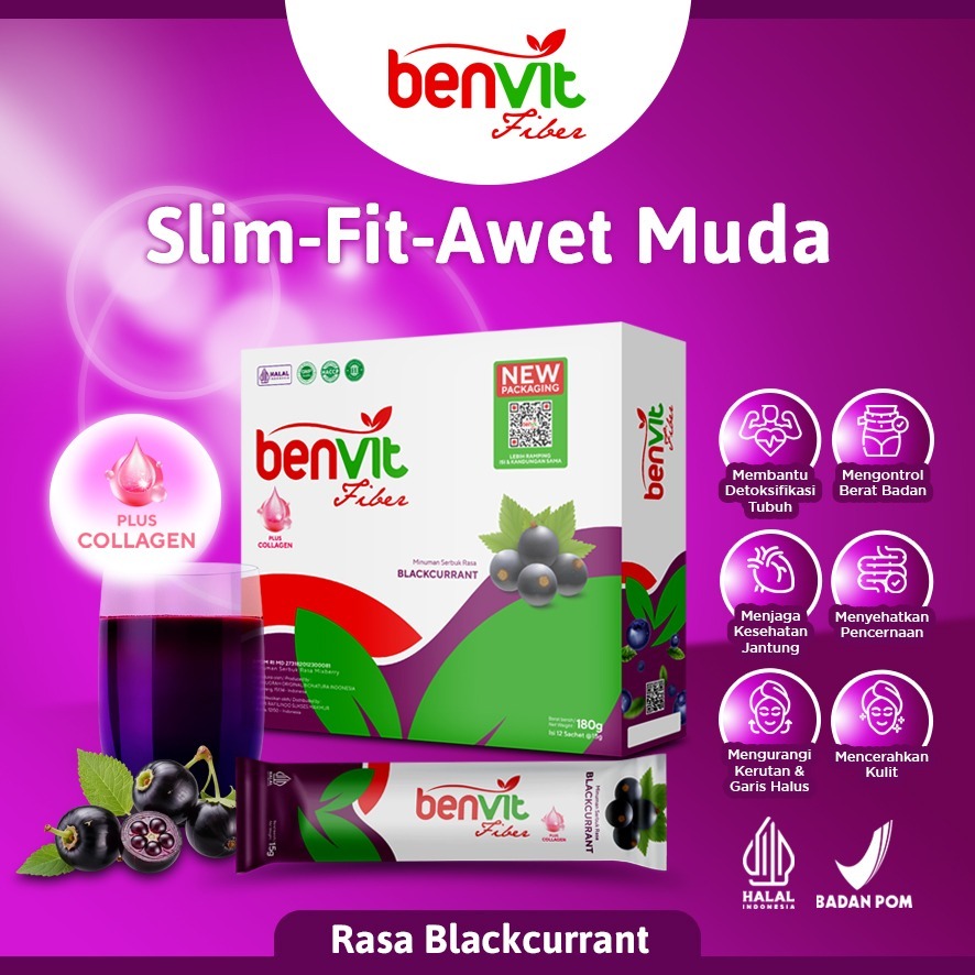 Jual [PROMO GEBYAR MEI] Benvit Fiber Plus Collagen - Rasa Blackcurrant ...