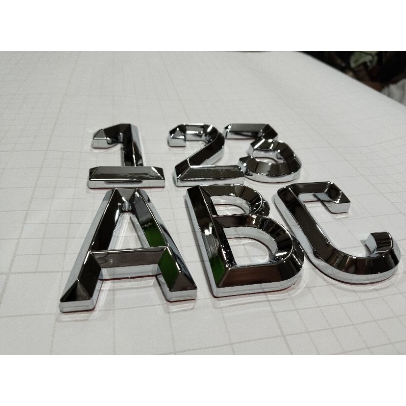 Jual HURUF/ANGKA TIMBUL CHROM/BLACK FONT FE UNTUK MOBIL UKURAN 7CM ...