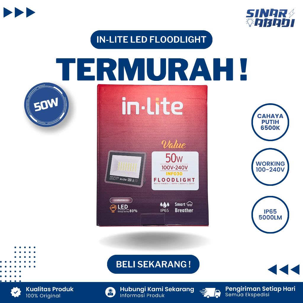 Jual Inlite LED Floodlight 50W 6500K (Putih) | Shopee Indonesia
