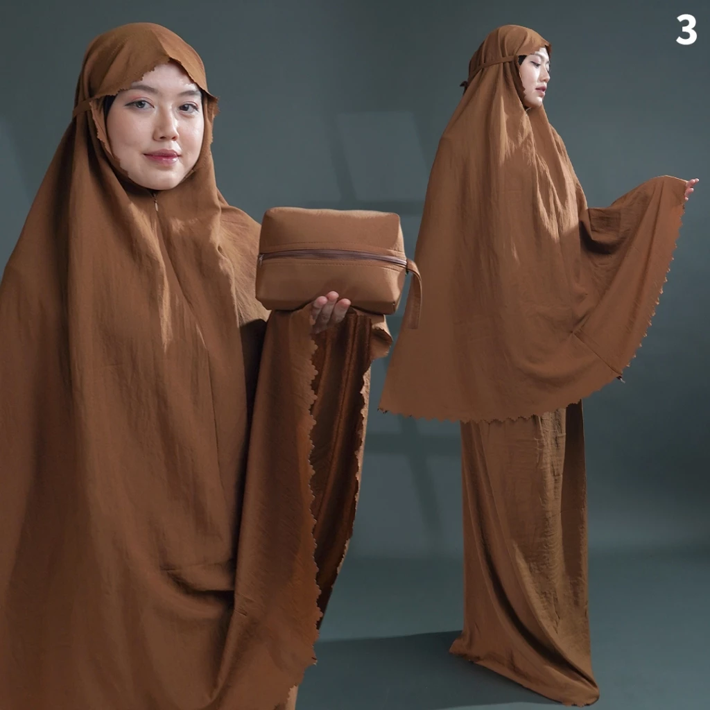 Mukena Dewasa Salma Katun Kringkle | Bahan LC Micro Crinkle Polos Tas Kotak Tebal Dingin Nyaman | AutoStock