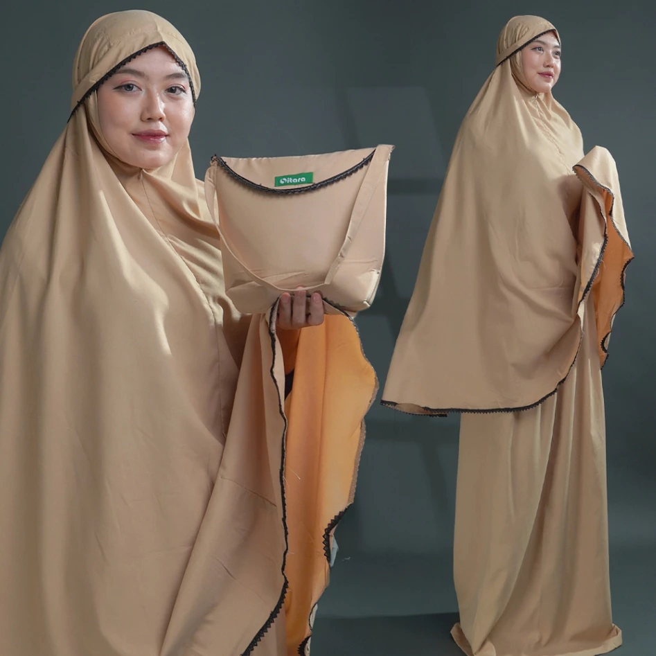 Mukena Dewasa Katun Ameena Renda by Sitara Mukena 3in1 | Bahan Micro Polos Renda Hitam Dingin Nyaman | AutoStock