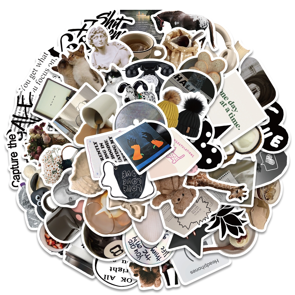 Jual 50pcs Hitam dan putih seri Stiker Perekat Tahan Air Kedap Udara ...