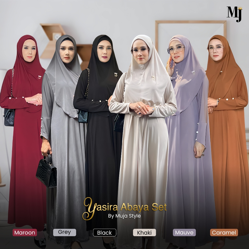 Jual Muja Style Yasira Abaya Set Hijab by Mulan Jameela | Shopee Indonesia