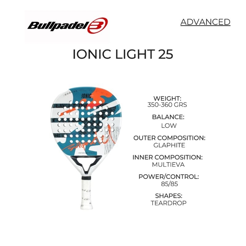 Jual BULLPADEL IONIC LIGHT 25 PADEL RACKET/ RAKET PADEL / RAKET ...