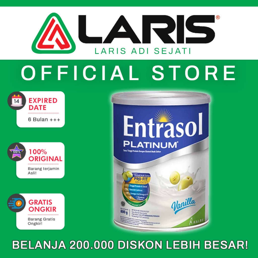 Jual Entrasol Platinum Vanilla / Cokelat 800gr | Shopee Indonesia