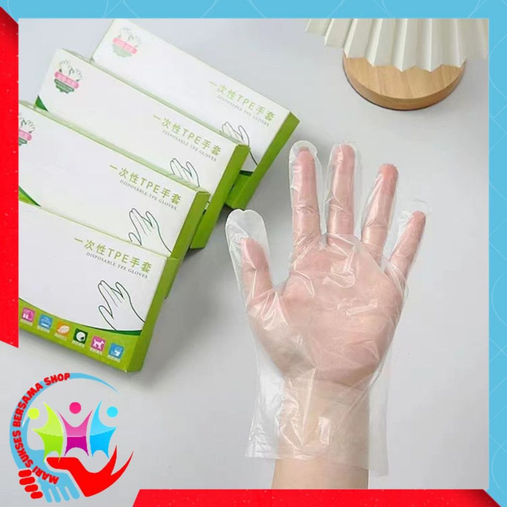 MSBS Sarung Tangan Plastik Sekali Pakai Isi 100 Pcs Sarung Tangan Pembersih Rumah Tangga Bebas Latex Hand Gloves Higienis Steril 50 Pasang Disposable Gloves isi 100Pcs
