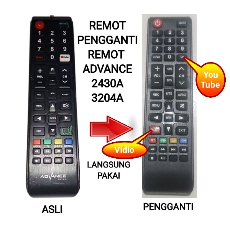 Jual Remote Pengganti TV ADVANCE SMART ANDROID ADV 2430A dan ADV 3204A ...