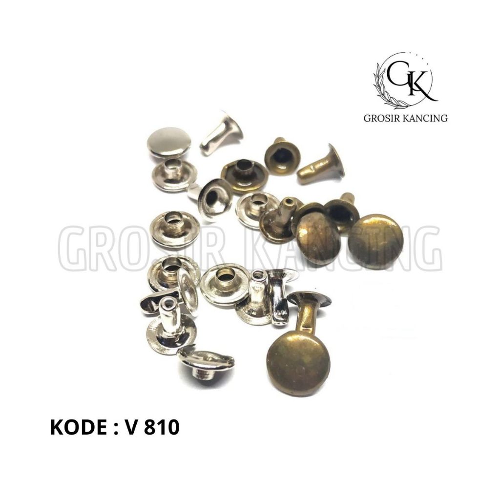 Jual GROSIR KANCING RIVET GEPENG PAKU KELING CENTANG DATAR 9 MM V 810 ...