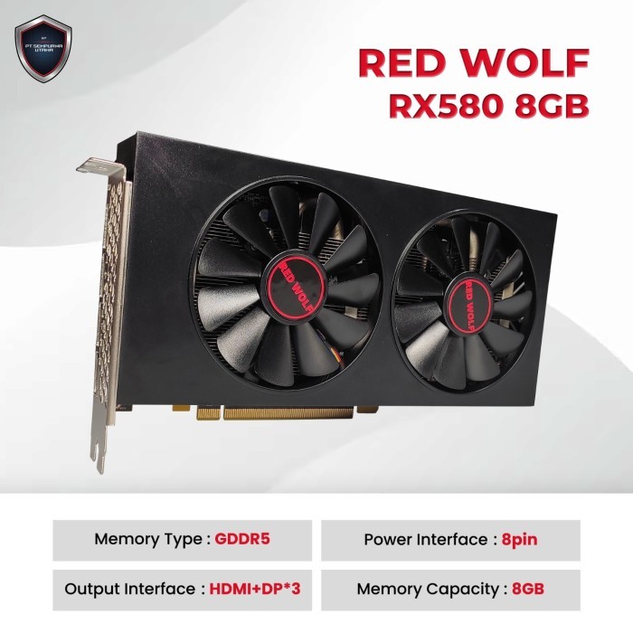 Jual RED WOLF VGA AMD RADEON RX 580 8GB DDR5 256BIT | RX580 DUAL FAN ...