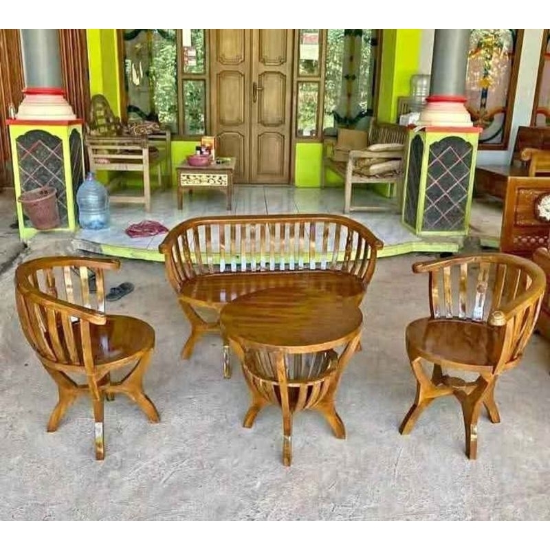 Jual Kursi Tamu Mangkok Kayu Jati Tua Kursibteras Mangkok Kayu Jati