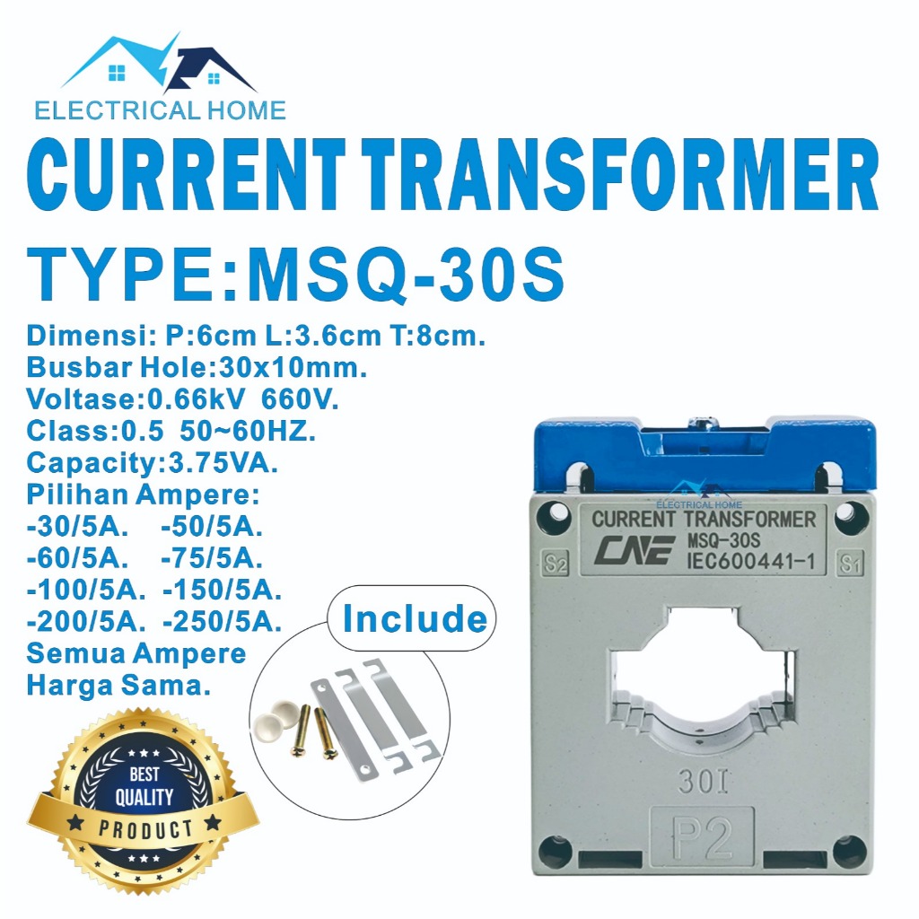 Jual Current Transformer CT MSQ-30S CT-30/5A - CT-250/5A BODY KECIL ...