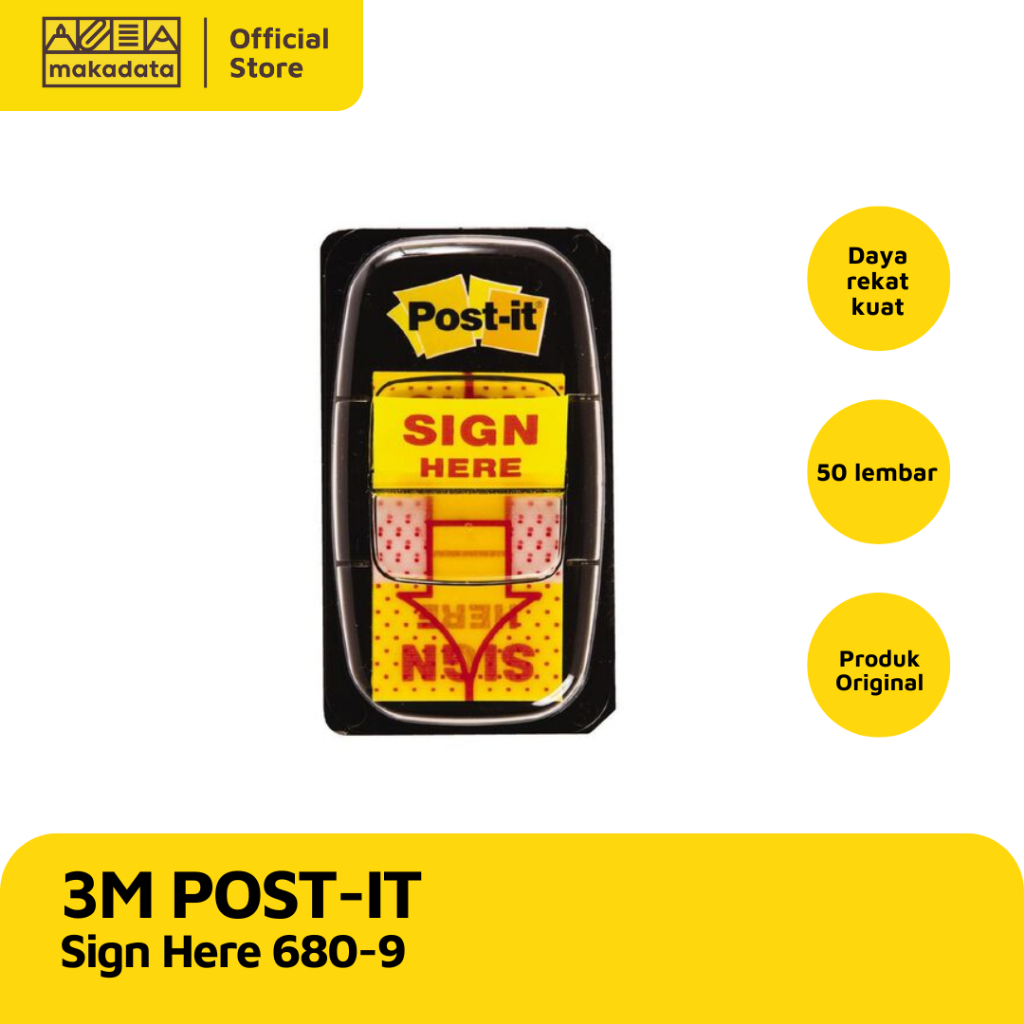 Jual INDEKS & MARK | POST IT STICKY NOTE SIGN HERE 3M 680-9 | Shopee ...
