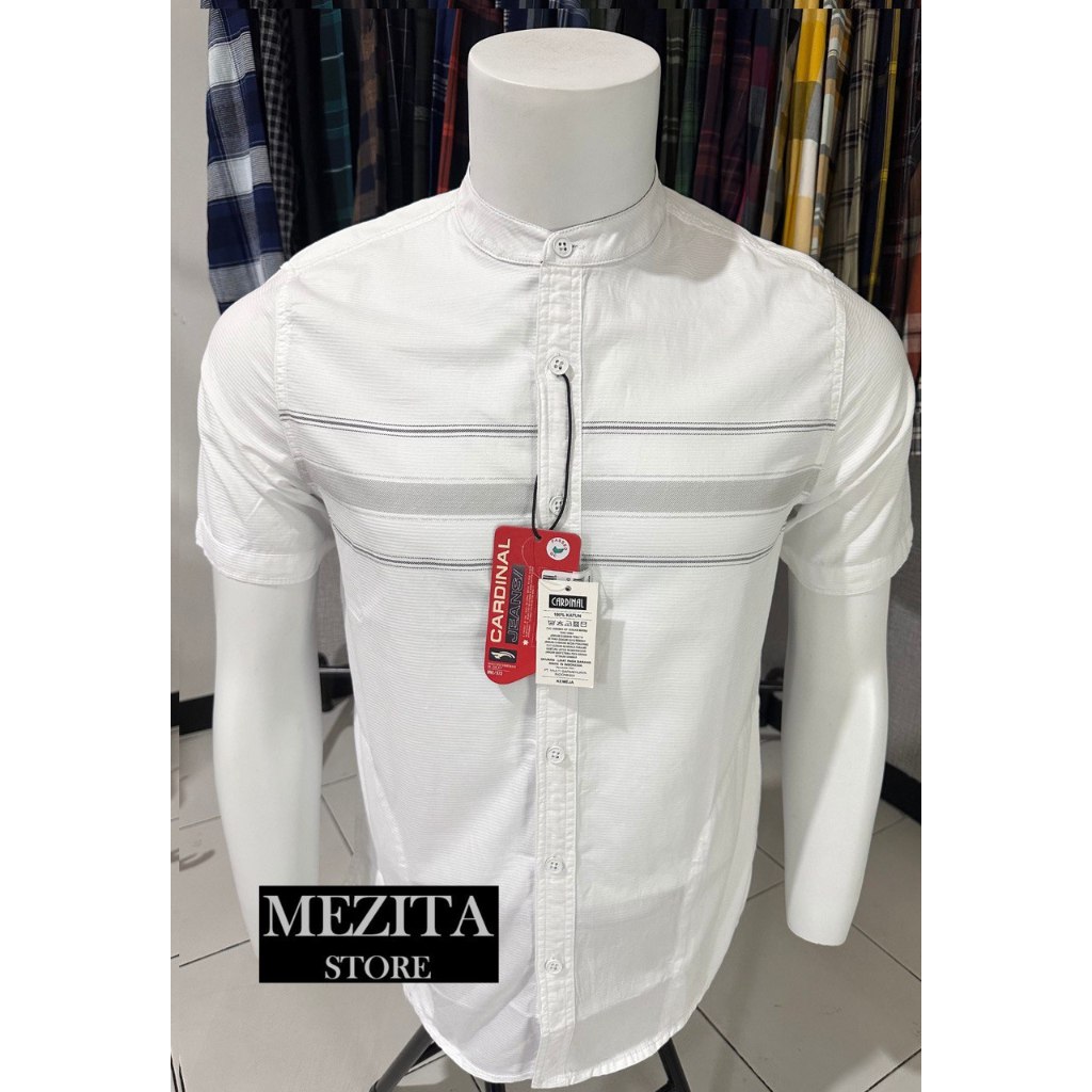 Jual Kemeja Koko Cardinal Lengan Pendek Slimfit Putih Shopee Indonesia