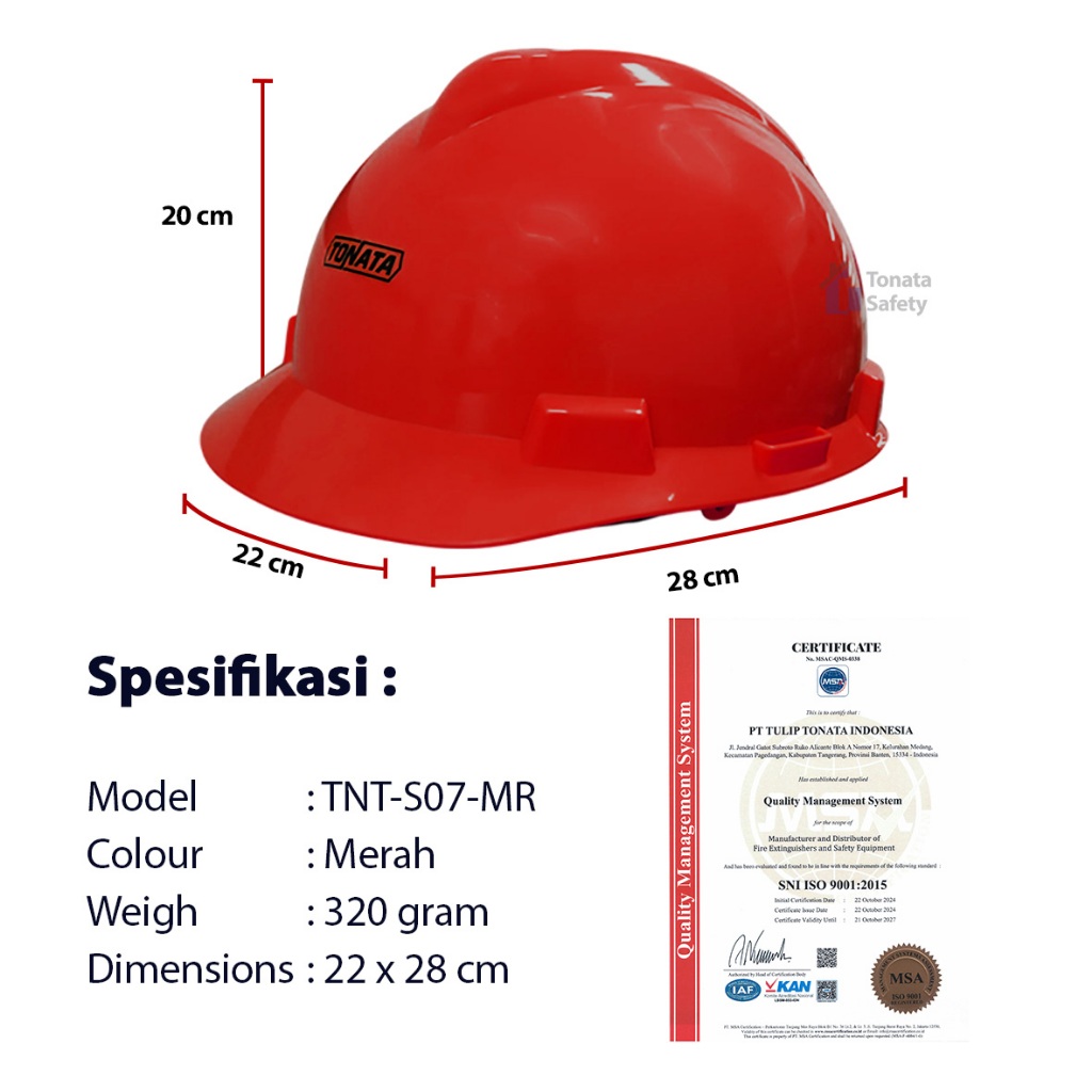Jual Safety Helmet Heavy Duty Tonata / Helm Proyek Include Inner Fast ...