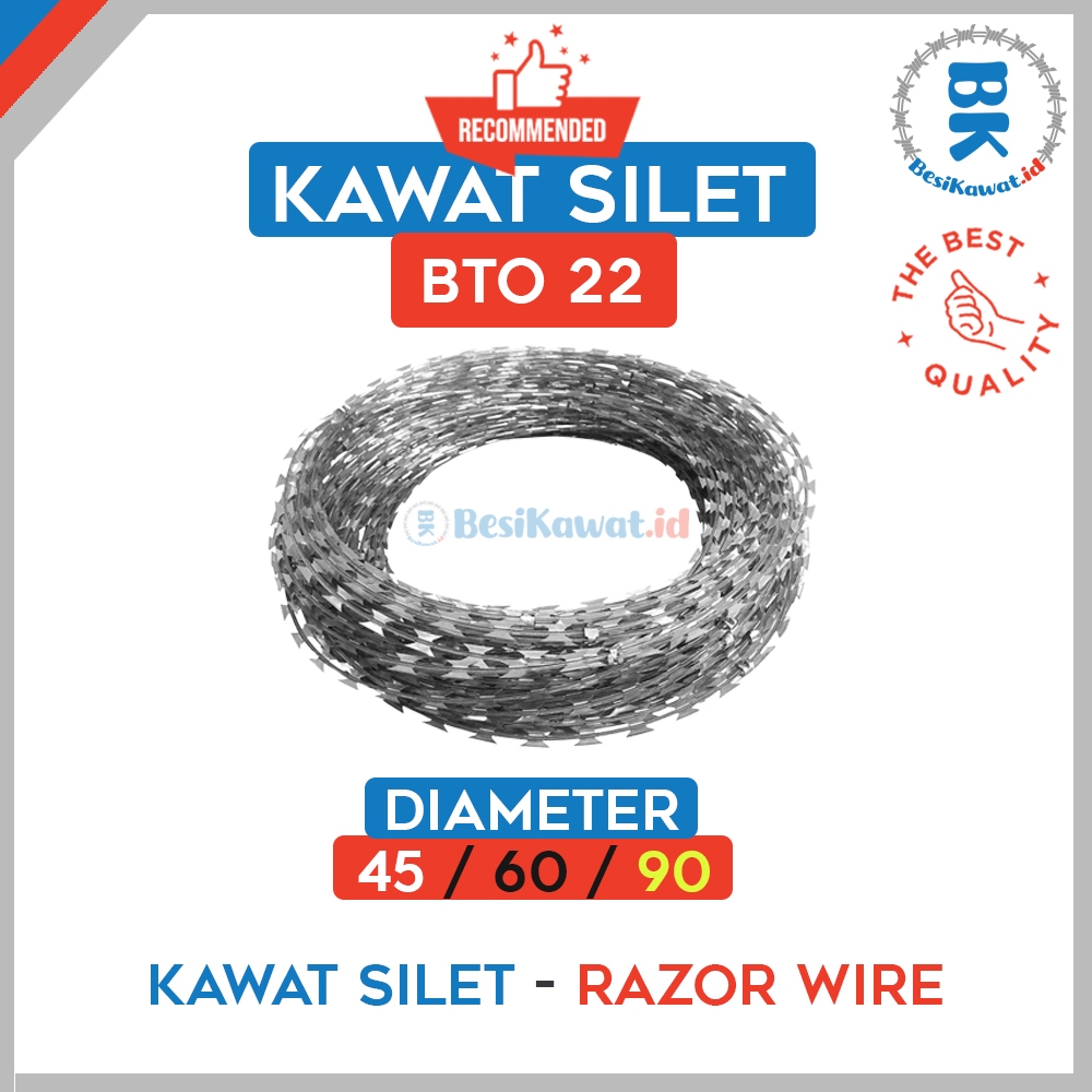 Jual Kawat Silet Galvanis BTO 22 Diameter 45/60/90 | Razor Wire Anti ...